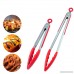 Silicone Kitchen Food Tongs 2 Pack Sinide 9’’ & 12’’ Stainless Steel Cooking Tongs with Silicone Rubber Tips and Locking None Stick Heat Resistant Design for Salad BBQ Grilling Steak (Red) - B01A59KA1Y